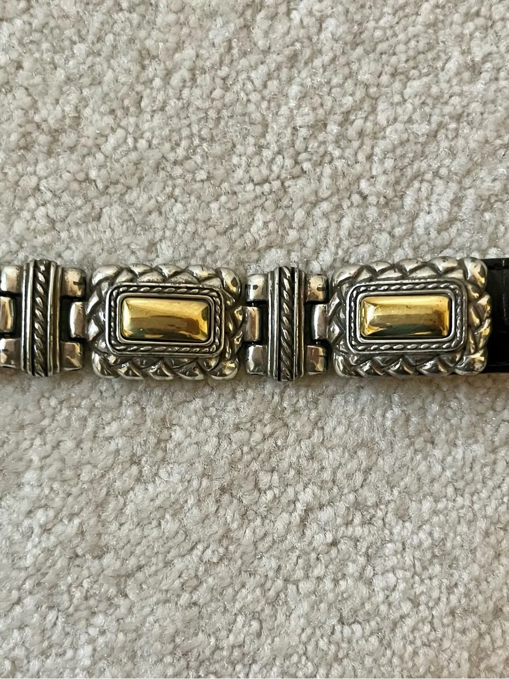 Brighton Black Croc-Embossed Belt with Two-Tone Hardware